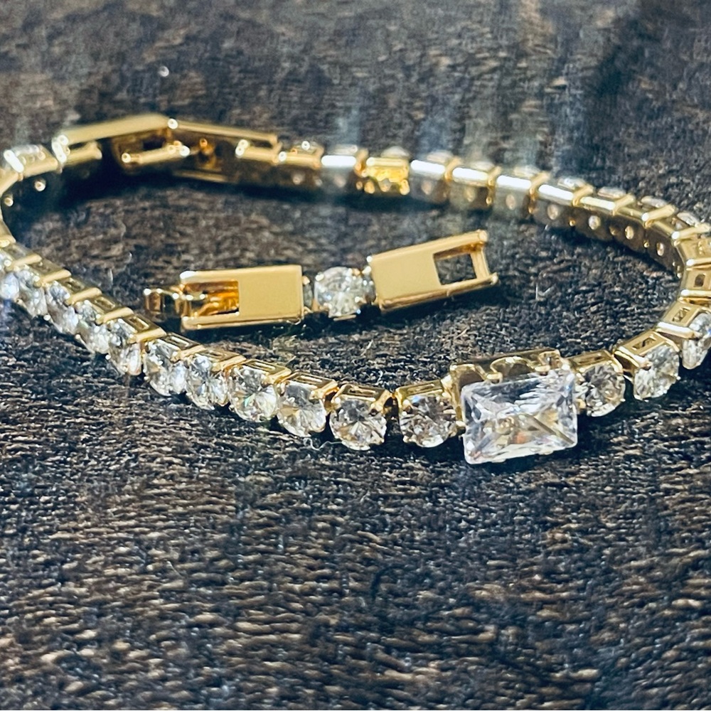 14K Gold Plated Crystal Olivia Cuff